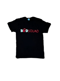 a black t - shirt with the word bod squad on it
